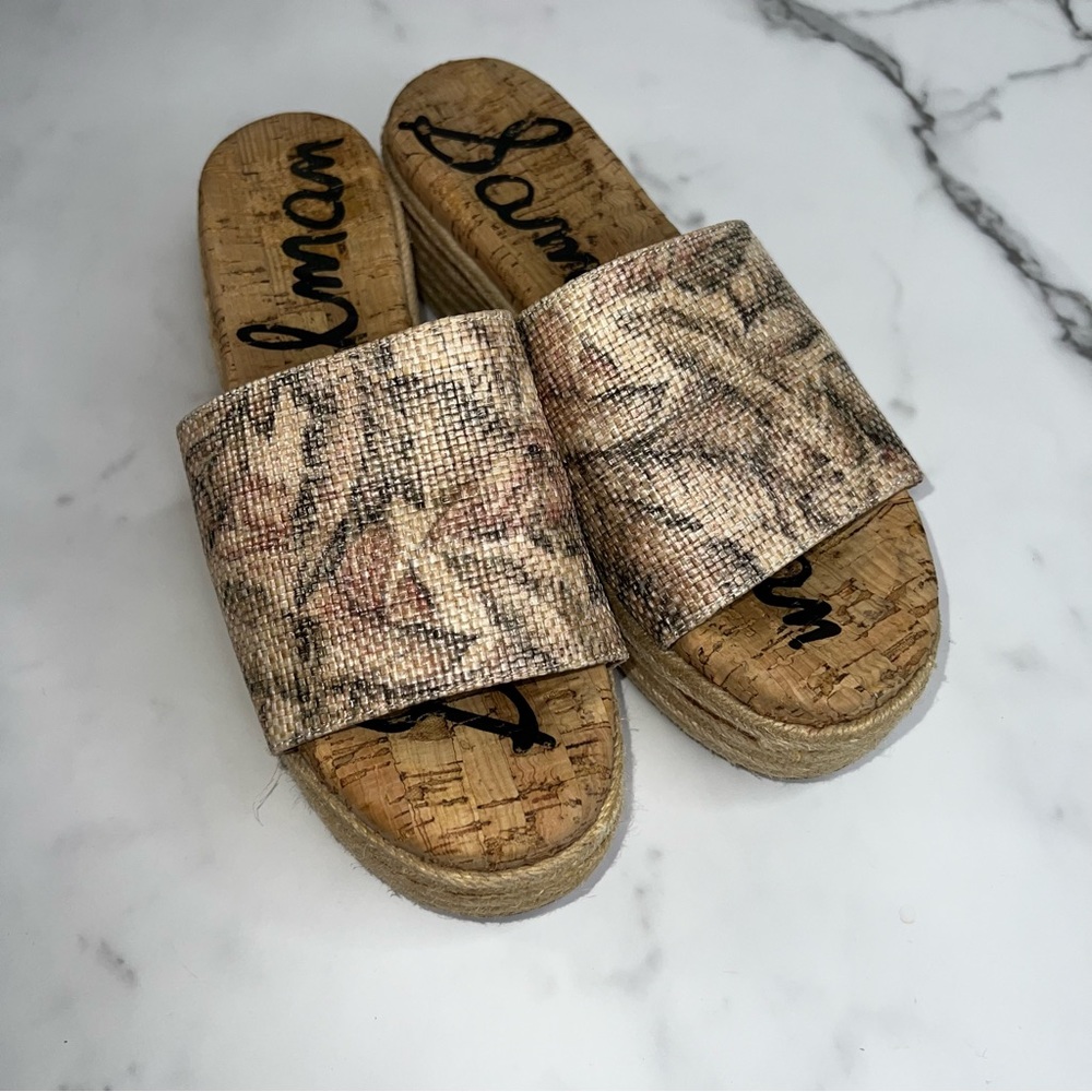 SAM EDELMAN Weslee Platform Espadrille Slides Size 7